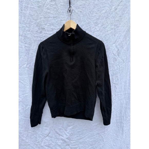 Banana Republic Sweaters - Banana Republic Quarter Zip Sweater Womens Black Extra Fine Merino Wool Medium